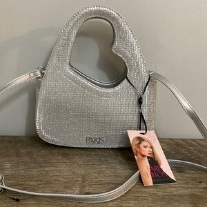 Paris Hilton New! Silver heartbreaker top handle/crossbody bag